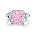 S925 Silberring mit pinkfarbenem Radiant-Schliff und seitlichen Mondsteinen im 3-Stein-Design - Größe 5 / Drei-Stein-Radiant-Stil (CBJZ210) / Rosa