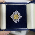 Anello di lusso in argento sterling S925 con grande pietra gialla in una scatola - US 5 / Giallo