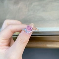 Radiant cut pink high carbon diamond ring in S925 silver with twisted pave band - US 5 / Pink Zirconia (CBJZ432)