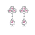 Macro view of S925 sterling silver clover drop earrings with pink pear-cut gemstones - 925 Silver / Pink