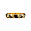 Bague torsadée en argent S925 doré avec émail noir et pierres en zircone brillant - US 5 / Noir