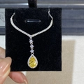 Elegante collana in argento S925 con pendente a goccia giallo con taglio a fiore di ghiaccio - Argento 925 / Stile Giallo (XL098)