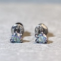Detailed close-up of S925 sterling silver dragon claw stud earrings with aurora zircons - 0.1ct Moissanite / Laser (Black Metal)