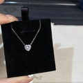 Collar de plata de ley S925 con colgante de moissanita verde menta con corte de corazón - Corazón Transparente (MS127)