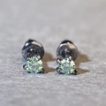 Detailed view of light green moissanite earrings with four-prong S925 silver setting - Colorful Green (Black Metal)
