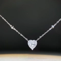 S925 sterling silver heart-shaped necklace with ice flower cut gemstone pendant - 925 Silver / Silver