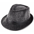 Winter men's faux mink fur jazz hat with black leather band and warm thermal lining - One Size 58cm / Gray