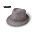 Dunkelgrauer atmungsaktiver Fedora-Hut aus Leinen für Herren mit klassischem Webmuster - Dunkelgrau