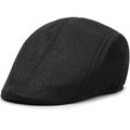 Classic black linen newsboy cap for men featuring breathable mesh fabric and retro style - One Size / Black