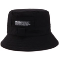 Détail du chapeau bob en coton avec écusson UCLA et texture en tissu sergé résistant - Taille Unique 58cm / Noir