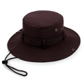 Cappello da sole da uomo a tesa larga in tessuto ripstop con cordino regolabile - M / caffè