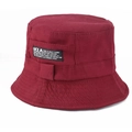 Detail of burgundy cotton bucket hat featuring UCLA patch and precise brim stitching - One Size 58cm / Burgundy