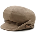 Casquette gavroche kaki à rayures avec sangle en cuir et boucle métallique - Taille Unique 58cm / Kaki