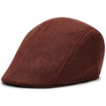 Detailed side view of a brown linen duckbill cap with vintage textured breathable fabric - One Size / Red Brown