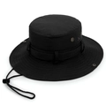 Dettaglio cappello pescatore nero con occhielli in metallo e sottogola regolabile nero - M / Nero