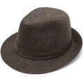 Chapeau fedora marron respirant à motif chevrons pour hommes et femmes au style anglais - Taille Unique 58cm / Kaki