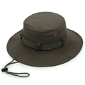 Men's wide brim outdoor boonie hat in olive green with adjustable drawstring strap - M / Army Green