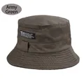 Close-up of military green cotton bucket hat featuring UCLA fabric label and stitching - One Size 58cm / Army Green
