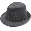 Classic dark grey patterned fedora hat with textured finish and structured brim - One Size 58cm / Dark Gray