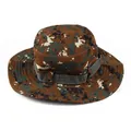 Detail of coffee digital camo tactical boonie hat with side metal snaps and utility loops - M / Coffee Digital