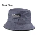 Detail of dark gray cotton bucket hat featuring UCLA woven label and reinforced stitching - One Size 58cm / Dark Gray