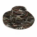 Detail of grey green camo tactical sun hat with breathable metal eyelets and side straps - M / Grey Green Camouflage