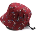 Close-up of floral bucket hat with reinforced stitching and adjustable windproof cord - One Size 58cm / Red Style Bright Blue Flowers