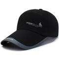 Men's cotton baseball cap with long brim and Modern British sports brand logo in black - Adjustable 57-59cm / Black