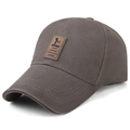 Dark grey cotton baseball cap with long visor and leather EDIKO logo patch - Adjustable / Dark Gray