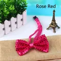 Rosarote Pailletten-Fliege für Kinder mit verstellbarem Band für die Bühne - Rosenrot