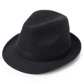 Classic black wool fedora hat for men featuring a thick felt texture and matching ribbon band - 56cm / Dark Gray