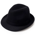 Classic black wool fedora hat for men featuring a vintage felt texture and elegant brim - 56cm / Black