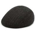 Détail de la casquette plate gris anthracite en laine mélangée épaisse brossée - Grand 59cm / Flocon de Neige Gris Clair