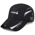 Black athletic baseball cap with Aquatic SPORTS logo and quick-dry polyester fabric - Adjustable / Black
