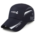 Dark blue sports baseball cap with white Aquatic Sports logo and sailboat print - Adjustable / Navy Blue