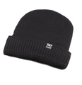 Detail of black knitted beanie with Get Fashion label and thick ribbed cuff - One Size / High Elasticity / Solid Black (GET FASHION Label)