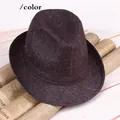 Classic coffee brown plaid fedora hat for men in vintage British style with air vents - Coffee