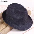 Classic dark grey wool blend fedora hat with textured diamond pattern and eyelets - 58cm / Gray