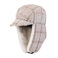 Detailed view of the thick plush lining and tweed texture on the winter trapper hat - Leifeng Hat Khaki