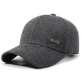 Berretto da baseball invernale da uomo in misto lana grigio scuro con toppa laterale - Regolabile / Stile con Etichetta in Metallo JEANS / Grigio