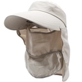 Sonnenhut Damen mit abnehmbarem Nackenschutz und Gesichtsmaske in Beige für UV-Schutz - Einheitsgröße 58cm / Khaki