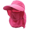 Rose pink sun hat with detachable face cover and neck flap for full UV protection - One Size 58cm / Rose Red