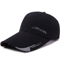 Men's black baseball cap with extended brim and grey sports embroidery on cotton blend - Adjustable / Black