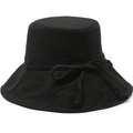 Gros plan détaillé d'un chapeau de soleil en coton noir avec un nœud décoratif sur fond blanc - Ajustable 57-58cm / Noir