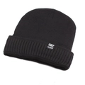 Bonnet d'hiver noir pour hommes doublé de polaire avec étiquette tissée Get Fashion - Élastique 57-59cm / Noir Uni (GET)