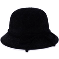 Cappello a secchiello da donna in velluto a coste nero con fiocco autunno-inverno - Regolabile 57-58cm / Nero