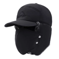 Winter thermal trapper hat for men with fleece lining and detachable face mask in black - One Size / Black