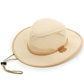 Beigefarbener atmungsaktiver Outdoor-Sonnenhut mit breiter Krempe und Kinnriemen - Einheitsgröße 58cm / Hellbeige