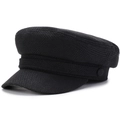 Casquette gavroche noire en tweed pour femme avec texture élégante et visière - Taille unique 57-58cm / Noir