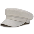 Casquette gavroche blanche tissée classique avec visière rigide et design rétro élégant - Taille unique 57-58cm / Blanc Cassé